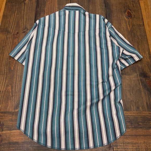 Wrangler Mens large brushpopper Short Sleeve Western striped Button Down Shirt - Picture 7 of 7
